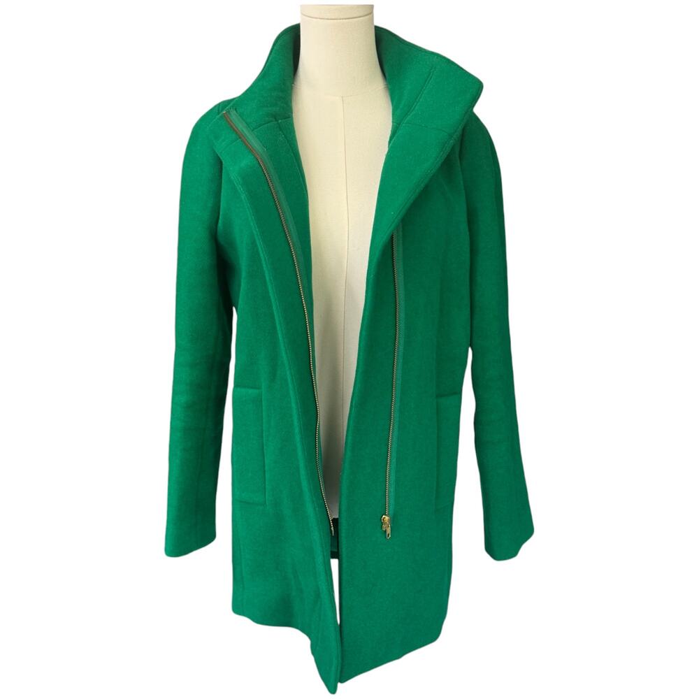J. Crew Wool Blend City Coat Emerald Green Size 0 Style‎ F5325 - Picture 5 of 13